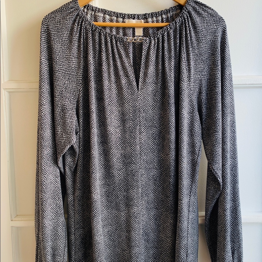 Michael Kors Long Sleeve Black and White Top